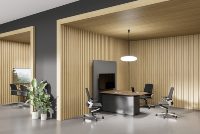 Mesa de Reuniones Ajustable con Soporte para TV Integrado y Sistema de Gestión de Cables para la Colaboración en Oficinas Corporativas