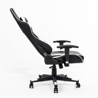 Kursi Komputer Kulit Hitam Putih Profesional untuk PC, Kursi Gaming Busa Cetak Berkualitas Tinggi