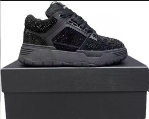 Baskets de luxe à plateforme pour hommes avec strass multicolores, chaussures décontractées tendance en cuir véritable pour femmes à bout rond et lacets - Product Image 1