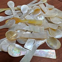 Premium natuurlijke gele kaviaar lepel met handgemaakte Bohemian stijl handvat van schelp, aangepaste logo, luxe, voedselveilig, bruiloft