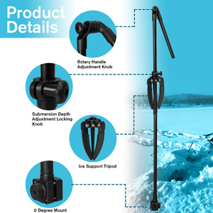 Velpaw - Caña de Pesca en Hielo con Transductor y 0 °   Soporte de montaje ajustable de 27.95-45 pulgadas de profundidad, ensamblaje de soporte de bola de 1.5 pulgadas - Product Image 3