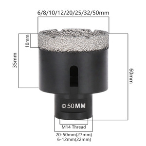 Jeu de forets <span class=keywords><strong>diamant</strong></span>és FEIDA M14, tige de 5 mm, longueur totale de 10 mm, acier brasé sous vide, diamètre de 8 mm, finition oxyde noir, maçonnerie - Product Image 4