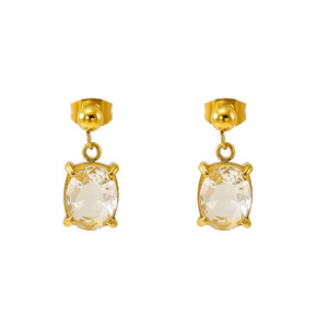 Zogxin Oval Stud <b>Earrings</b> 18K Gold Plated Colored Zircon Claw Setting For Women Fashion Jewelry Gift - Product Image 5
