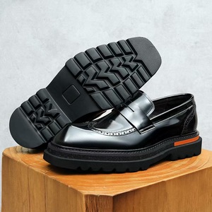 Chaussures Oxford en cuir de vache véritable pour hommes, chaussures plates à lacets pour le bureau, confortables, semelle extérieure en caoutchouc antidérapante - Product Image 2
