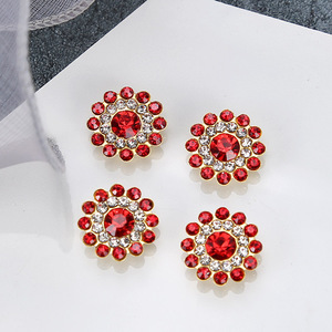 Botón de diamantes de imitación con forma de girasol, 14 mm, redondo, accesorios de joyería para manualidades DIY, venta al por mayor - Product Image 4