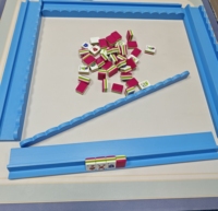 Penggaris Dorong Mahjong Kayu Amerika 20-Inci - Set Rak & Penggeser Ubin 4 Buah