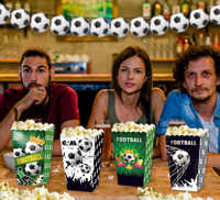 12 boîtes à popcorn en carton imprimées avec un motif de football écologique, personnalisables, pour une soirée cinéma