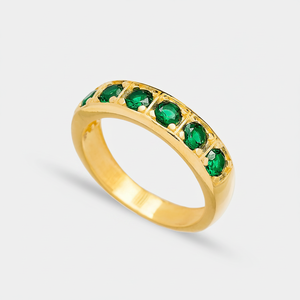 Elegant Rhodium Plated Wedding Band <b>Ring</b> <b>Emerald</b> CZ Stone Design Trendy Turkish Handmade 925 Sterling <b>Silver</b> Jewelry - Product Image 2