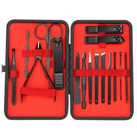Ensemble de coupe-ongles classique personnalisé noir et rouge, ciseaux à sourcils et pinces à bec d'aigle. Pratique et facile pour la coupe des ongles