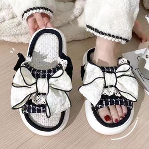 Pantofole di lino per le donne in fuga stile principessa silenziose antiscivolo simpatiche pantofole - Product Image 6