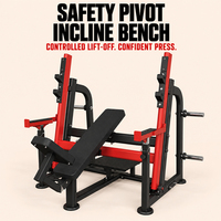 Banc de musculation inclinable professionnel avec bras de sécurité et rangement pour plaques, idéal pour l'entraînement de la force de la poitrine et des épaules