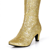 Bottes de danse modernes pour performance (ballroom/latin), à talons hauts, argentées, pour la danse de valse, semelle extérieure en caoutchouc, PU/Daim, pour l'étiquette
