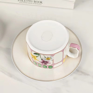 Taza de Café de Cerámica para la Hora del Té, Regalo de Boda para el Hogar u Oficina, Taza Redonda Duradera de Cerámica para Parejas, Juego de Taza y Plato - Product Image 3