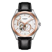 Montre automatique HANBORO MIYOTA en acier inoxydable unisexe, bracelet en cuir, cristal, pour affaires, formelle, quotidienne, bureau, haute qualité, aiguilles