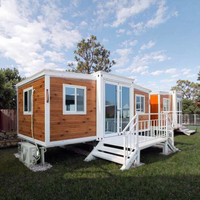 Villa mobile moderne en panneaux sandwich d'acier, 2 chambres, pour hôtel, extension de maison, cuisine, design pliable, étanche, modulaire et extensible