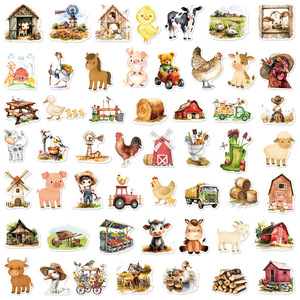 50Pcs Phim Hoạt Hình Làng Câu Chuyện Cổ Tích Graffiti Dán Cho Cuốn Sách Chai Trang Trí Nội Thất Trang Trại Động Vật Hen Bò Lợn Sticker - Product Image 3