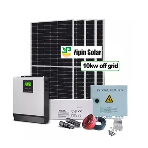 Yipin 8KW 10kW 12kW 15kW, sistem surya hibrida on off grid dengan biaya baterai untuk seluruh rumah 2024