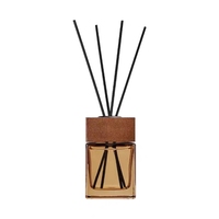 Diffuseur de parfum d'ambiance de luxe en verre carré avec bouchon en bois de noyer - Diffuseur d'huiles essentielles minimaliste pour la maison