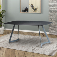 Meubles de salle à manger extensibles et réglables de luxe moderne personnalisés avec pieds en métal, plateau en céramique et table en verre trempé