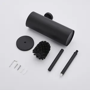 לבן שחור זהב אדום ברונזה סוג גבוה 304 נירוסטה עגול אסלה אביזרים שירותים ניקוי מברשת מחזיק סט קיר - Product Image 5