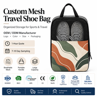 Sac à chaussures de voyage en maille respirante personnalisé, grande capacité, réutilisable, portable, avec poignée et logo
