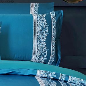 兰乔3套羽绒被套合格被套枕套套装蓝色印花床上用品套 - Product Image 3