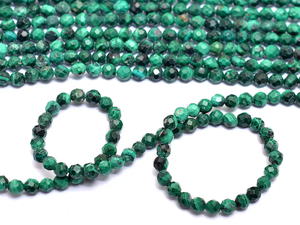 Cuentas micro facetadas de 2mm-3mm de malaquita natural AAA | Hilo de 13 "| Cuentas sueltas de piedras preciosas semipreciosas de malaquita verde para joyería - Product Image 2