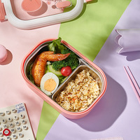 1000ml Fruits mignons décorés UV 2 compartiments en acier inoxydable boîte à lunch enfants stockage des aliments conteneurs en métal