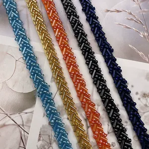 新しいハンドネット布ネイルビーズシングルヘリンボーンレース、ウェディングドレスアクセサリー、ハンドバーコードスポット卸売 - Product Image 5