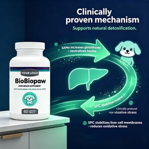 Tabletas Masticables Blandas <span class=keywords><strong>para</strong></span> la Desintoxicación del Hígado de Perro OEM - SAMe 225mg Silybin, Suplemento Antiinflamatorio y de Regeneración Hepática <span class=keywords><strong>para</strong></span> <span class=keywords><strong>Perros</strong></span> Mayores - Product Image 4