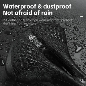 WEST BIKING <span class=keywords><strong>Selle</strong></span> <span class=keywords><strong>de</strong></span> vélo <span class=keywords><strong>de</strong></span> route vtt en éponge souple, imperméable, surface en PU, coussin <span class=keywords><strong>de</strong></span> confort à haute élasticité, siège <span class=keywords><strong>de</strong></span> vélo en cuir - Product Image 3