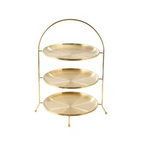 Support de présentation de desserts en métal doré à 3 niveaux, assiettes réutilisables, service de buffet pour les célébrations de Noël, du Nouvel An et de la fête des pères