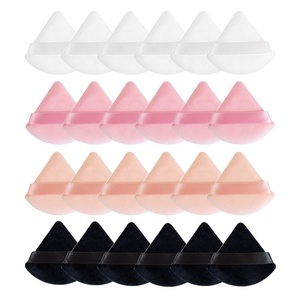 Houppettes de <span class=keywords><strong>maquillage</strong></span> en velours doux pour usage sec et humide, en gros, sous marque privée, houppettes triangulaires roses, noires et blanches pour poudre libre - Product Image 1