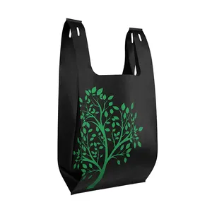 Sac Non tissé écologique avec Logo personnalisé, sac Non tissé réutilisable pour épicerie et T-shirt