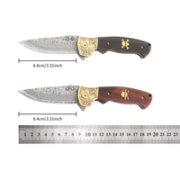 Couteau de poche Meiji pour la randonnée et le camping, avec tête en cuivre sculptée et manche en bois, qualité DIY, personnalisable OEM