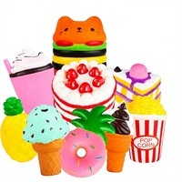 Jouets anti-stress en peluche géants à remontée lente, lot de 9 pièces, unisexe, doux, Kawaii, en forme de Hamburger, Popcorn, Gâteau, Crème glacée, Donut