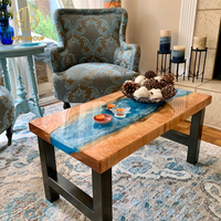 Meuble d'intérieur de luxe de style moderne, table à manger en résine époxy transparente en bois massif personnalisé