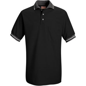 Maillot surélevé en tricot de performance personnalisé pour hommes pour polo de couleur rouge - Product Image 1