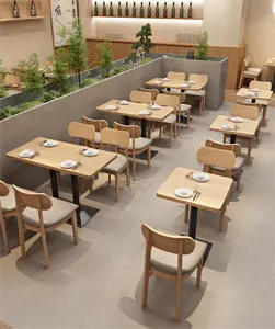 Customized noodle restaurant table and chair combination Japanese simple snack bar commercial plywood table wood leather booth