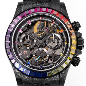 Montre mécanique pour homme 2025 Ro de haute qualité, personnalisée, entièrement en fibre de carbone, luxueuse, incrustée de pierres précieuses colorées - Product Image 6