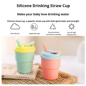 Nouveau couvercle de tasse à paille en silicone tendance, isolation thermique, portable, qualité alimentaire, pour enfants, bébés, type paille, café applicable - Product Image 2