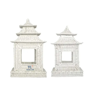 โคมไฟหวายธรรมชาติทรงเจดีย์สวยงามสำหรับงานแต่งงาน ตกแต่งโต๊ะ ของตกแต่งคริสต์มาส ทำด้วยมือจากเวียดนาม - Product Image 2