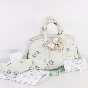 Custom Size Logo Design Nylon Quilted Mom Mummy Mommy Diaper Travel Duffel Duffle <strong>Nappy</strong> Bag Bundle with Foldable Change <strong>Mat</strong> - Product Image 2