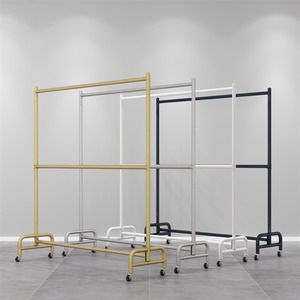 Présentoirs à vêtements pour magasins de vêtements pour hommes et femmes Cintres à double couche au sol qui peuvent être réglables - Product Image 1
