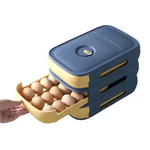 Eieren Houder Voor Koelkast Automatische Rolling Antislip Organizer Met Deksel Ei Opslag Container Plank Keuken Ei Lade