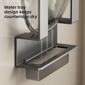 <span class=keywords><strong>Étagère</strong></span> murale multifonctionnelle en acier au carbone non perforé pour couvercles de casseroles avec bac de récupération des gouttes, sans perçage, pour <span class=keywords><strong>rangement</strong></span> de <span class=keywords><strong>cuisine</strong></span> - Product Image 4