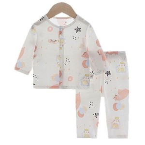 Conjunto de Verano para Bebé, Pijama de Dos Piezas de Algodón Puro, Transpirable, de Manga Larga, Ropa para el Hogar, Unisex - Product Image 5