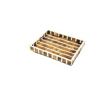 High Quality Steel and Pearl Wood and <b>Epoxy</b> Trays with <b>Metal</b> Handle New Design for Home Hotel Restaurant-Tableware Used - Product Image 1