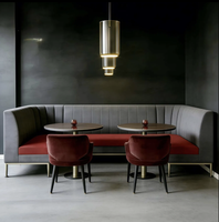 Ensemble de meubles commerciaux modernes et durables en tissu pour café, hôtel, restaurant : banquette demi-courbe, table et chaises