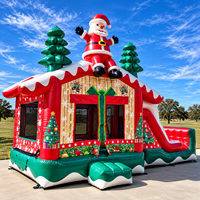 Château gonflable de Noël Ceyu avec toboggan, en PVC commercial, thème Père Noël, pour enfants, idéal pour les fêtes et événements, fournisseur de location